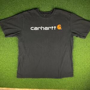 Y2K Carhartt Black Spell Out Logo Relaxed Fit Short Sleeve T-Shirt Sz XL